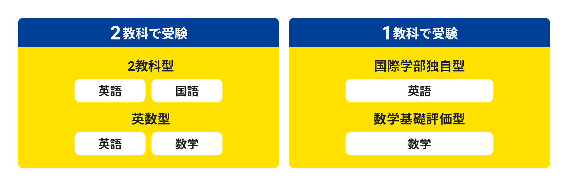 2教科で受験 1教科で受験
